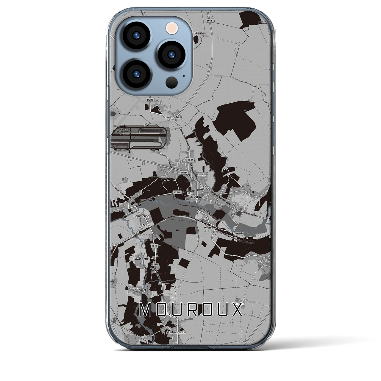 【ムルー(フランス)】地図柄iPhoneケース(クリアタイプ)モノトーン・iPhone 13 Pro Max 用
