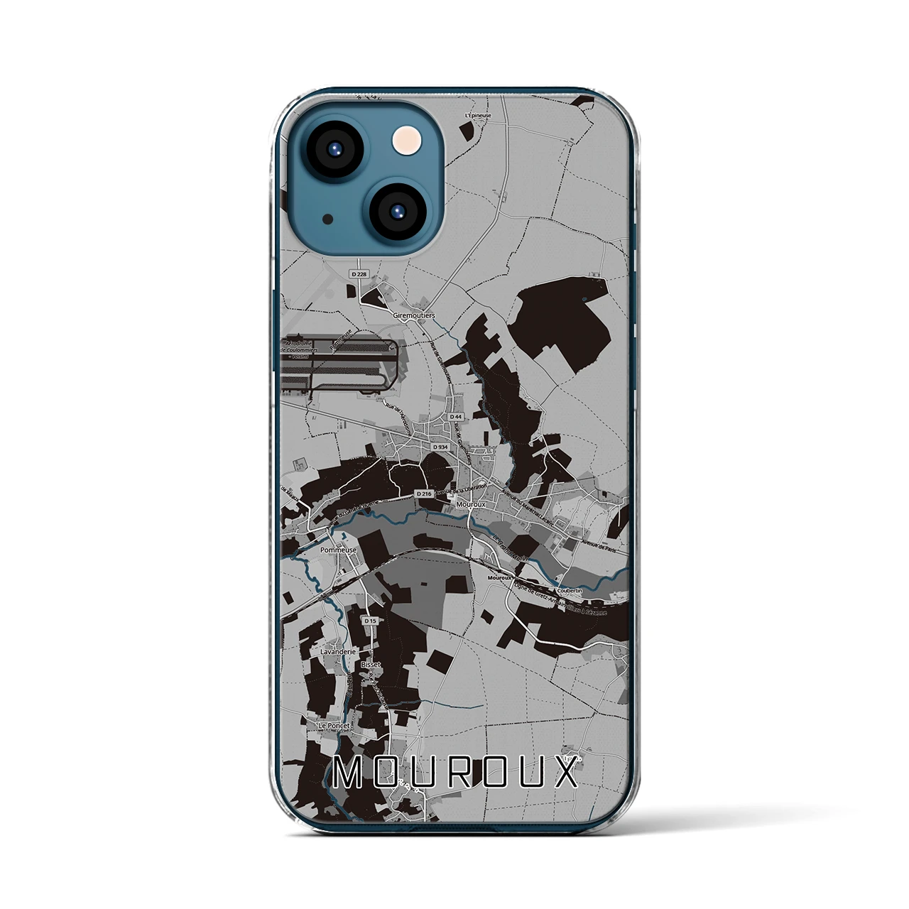 【ムルー(フランス)】地図柄iPhoneケース(クリアタイプ)モノトーン・iPhone 13 用