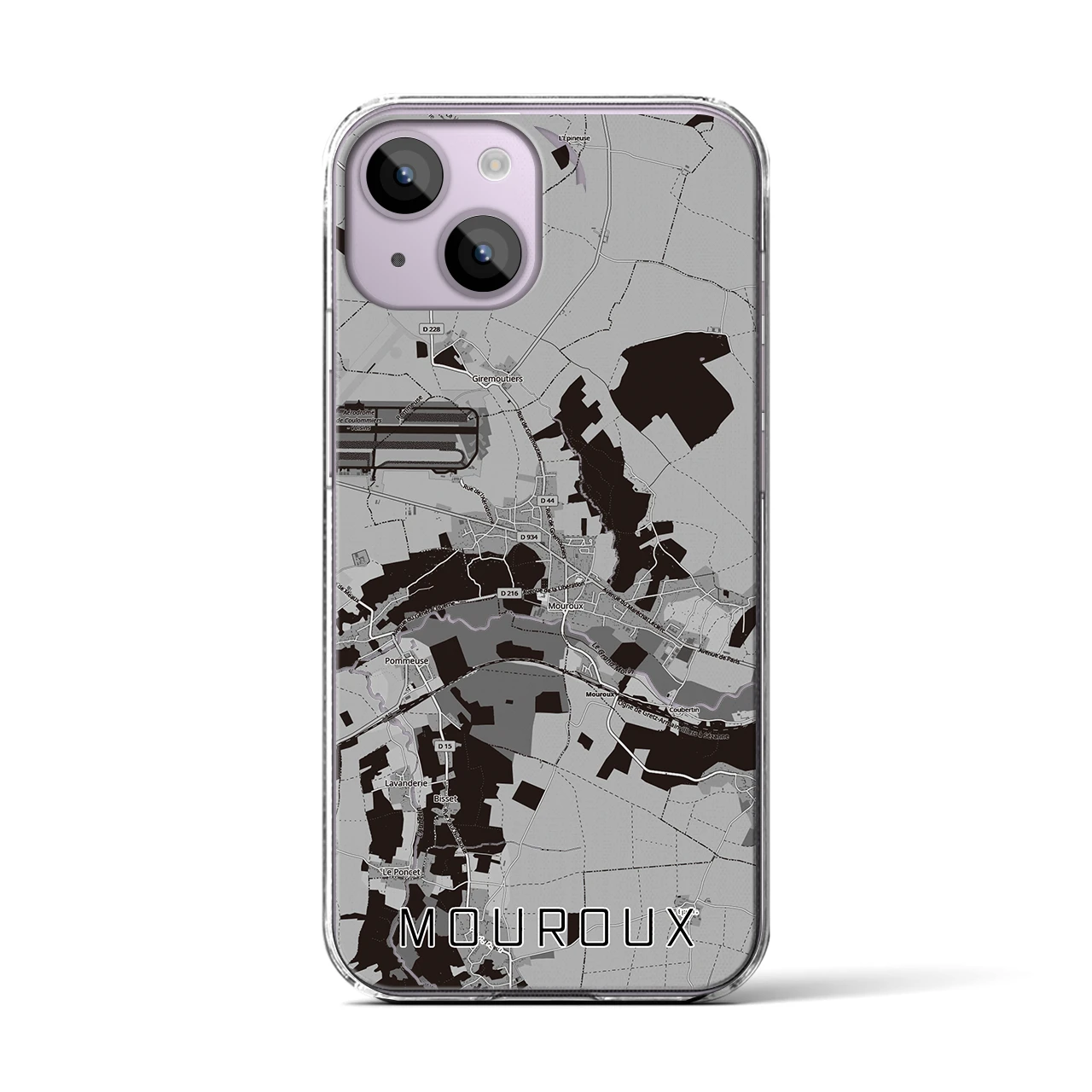 【ムルー(フランス)】地図柄iPhoneケース(クリアタイプ)モノトーン・iPhone 14 用