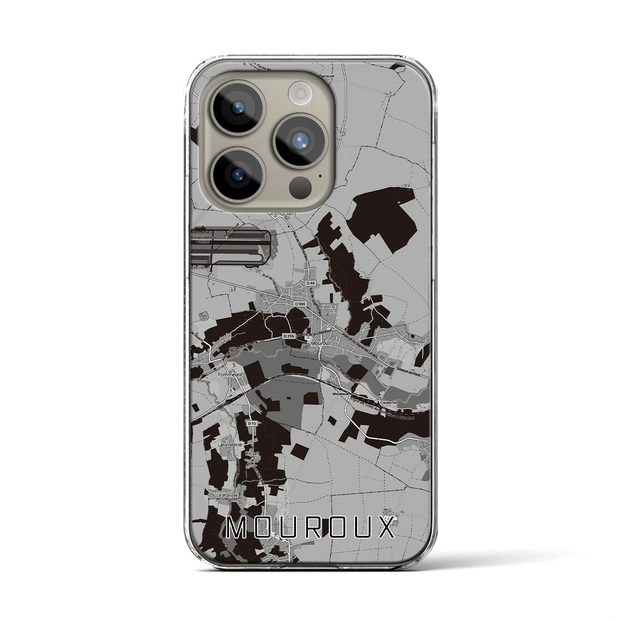 【ムルー(フランス)】地図柄iPhoneケース(クリアタイプ)モノトーン・iPhone 15 Pro 用