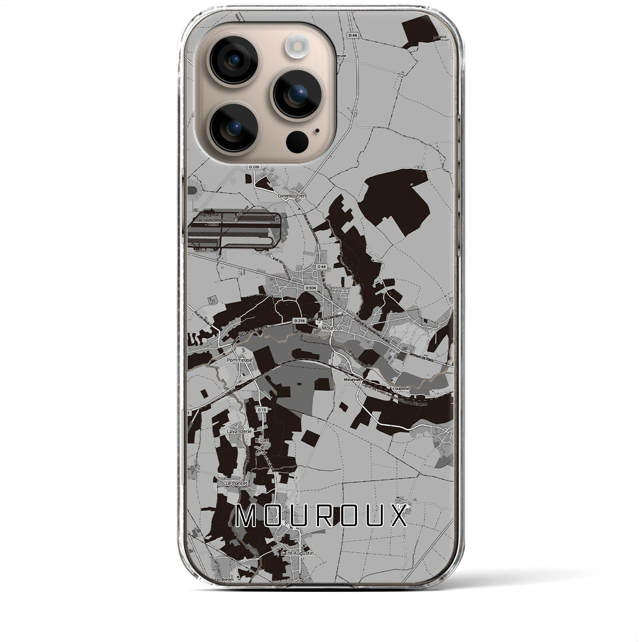 【ムルー(フランス)】地図柄iPhoneケース(クリアタイプ)モノトーン・iPhone 16 Plus 用