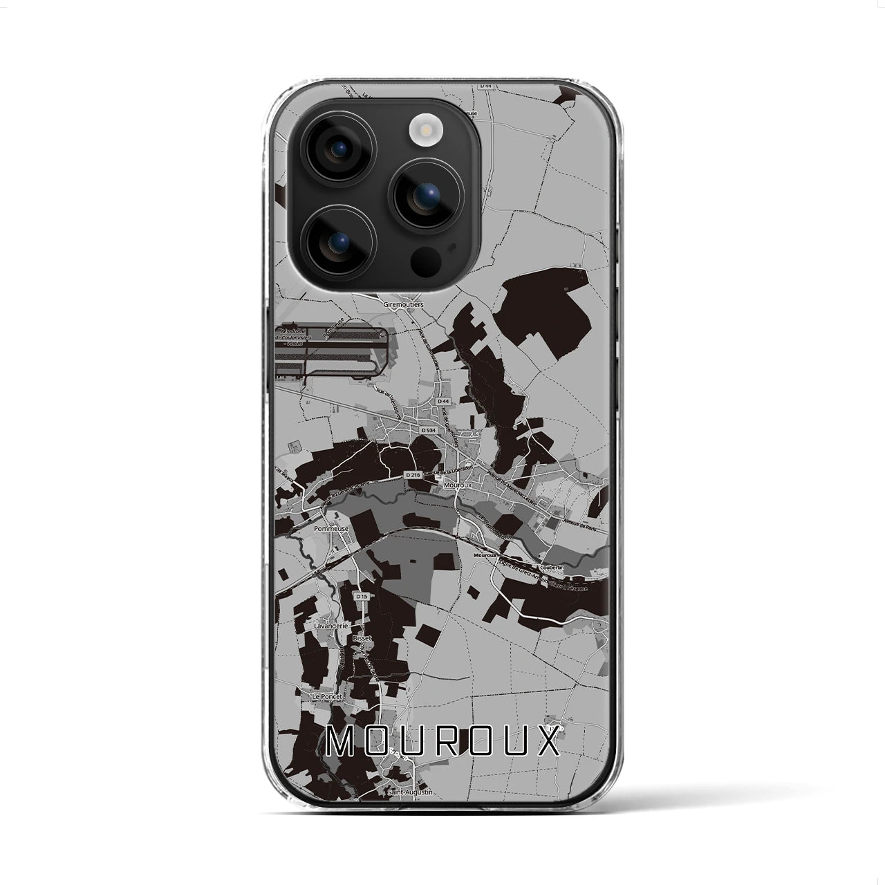【ムルー(フランス)】地図柄iPhoneケース(クリアタイプ)モノトーン・iPhone 16 用
