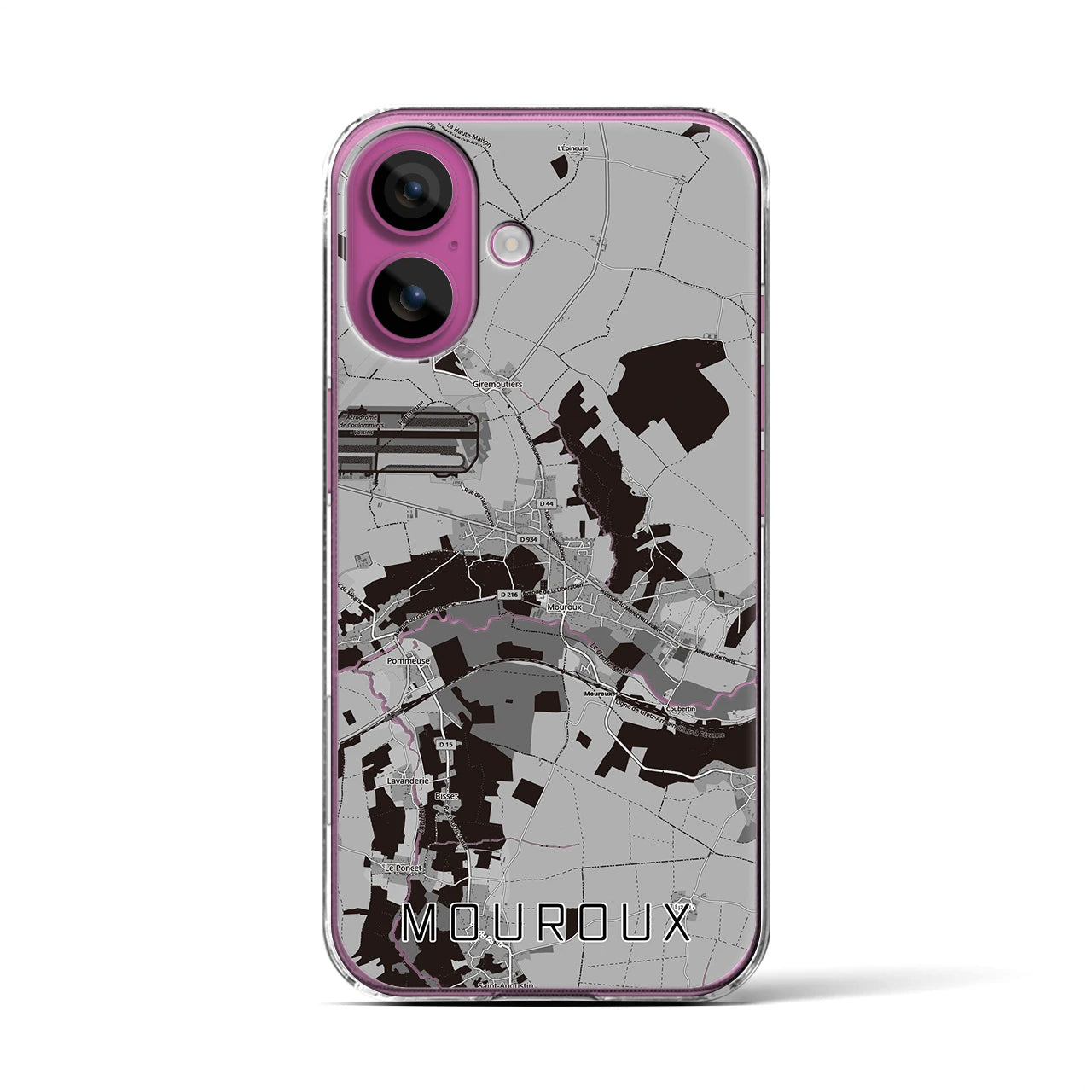 【ムルー(フランス)】地図柄iPhoneケース(クリアタイプ)モノトーン・iPhone 16 Pro 用