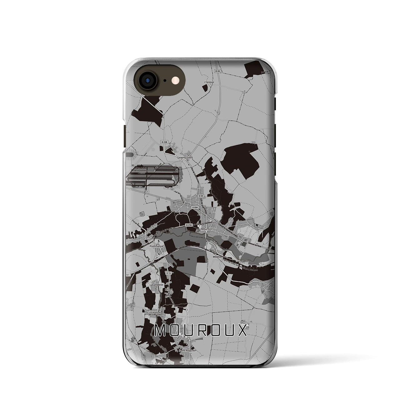 【ムルー(フランス)】地図柄iPhoneケース(クリアタイプ)モノトーン・iPhone SE(第3 / 第2世代) / 8 / 7 / 6s / 6 用