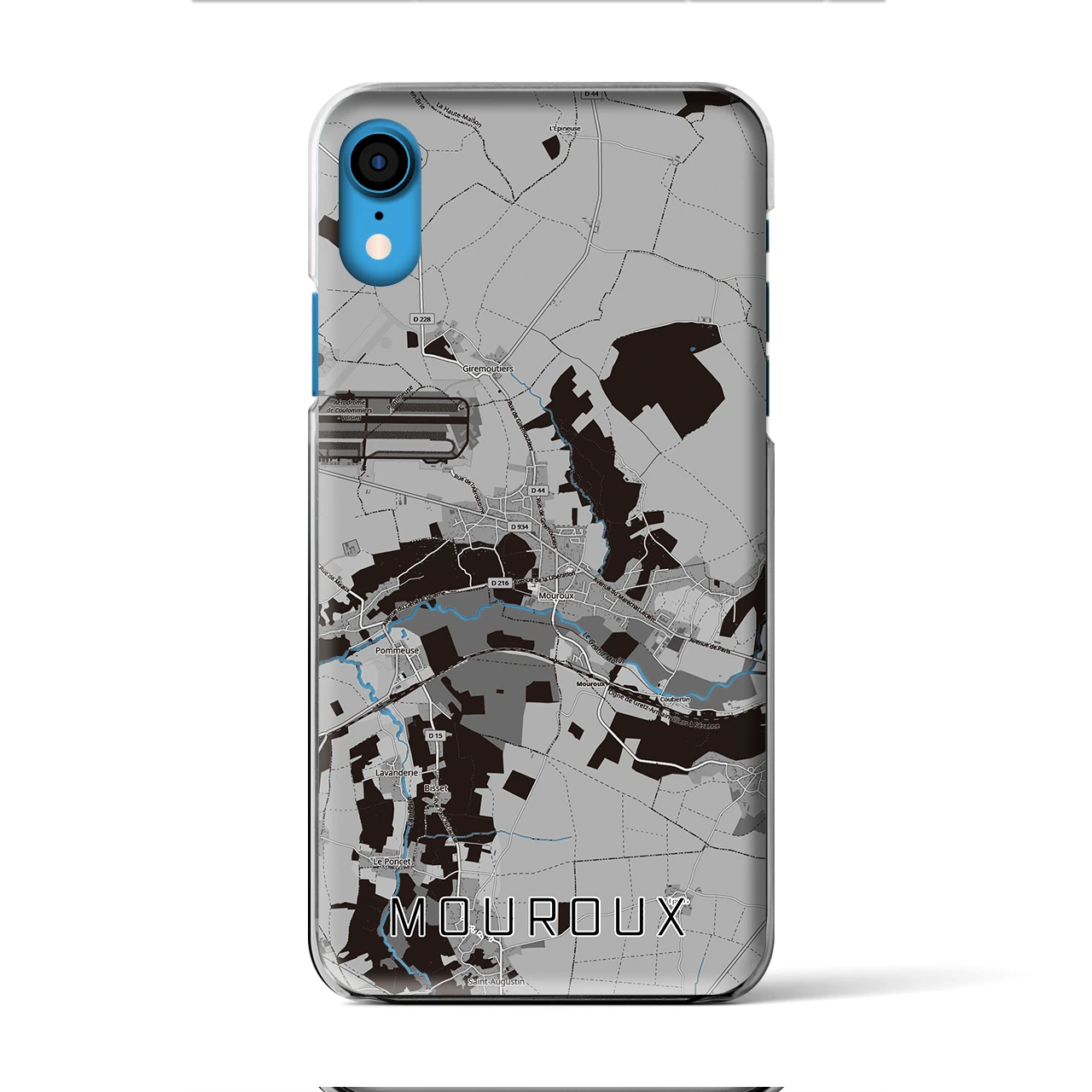 【ムルー(フランス)】地図柄iPhoneケース(クリアタイプ)モノトーン・iPhone XR 用