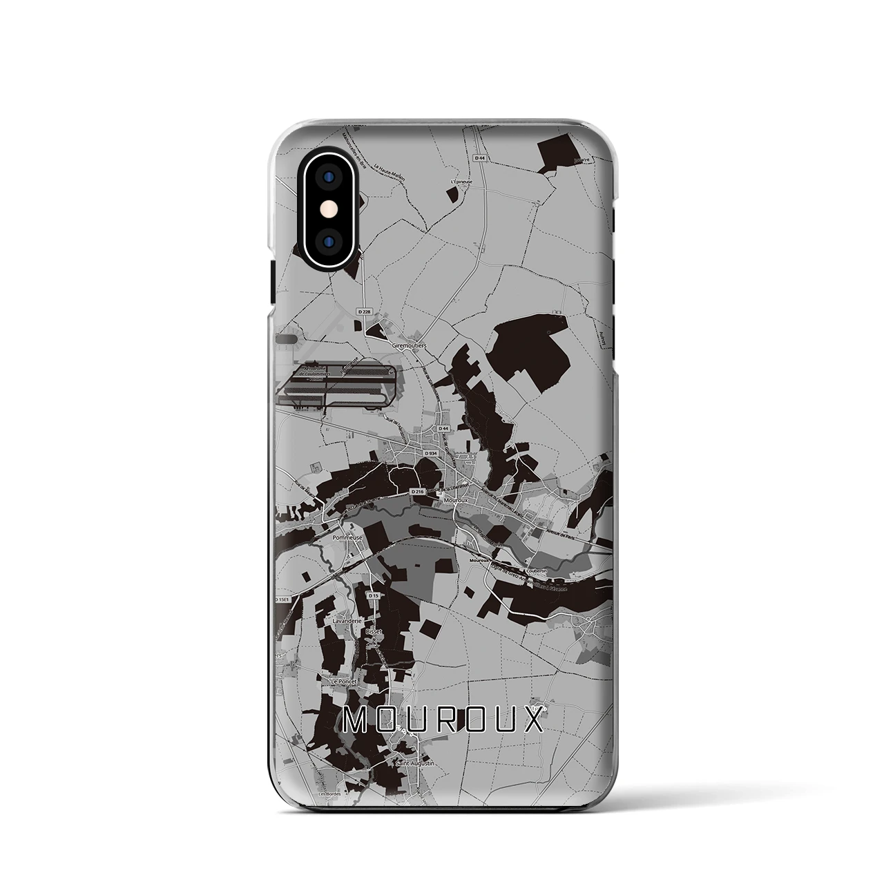 【ムルー(フランス)】地図柄iPhoneケース(クリアタイプ)モノトーン・iPhone XS / X 用