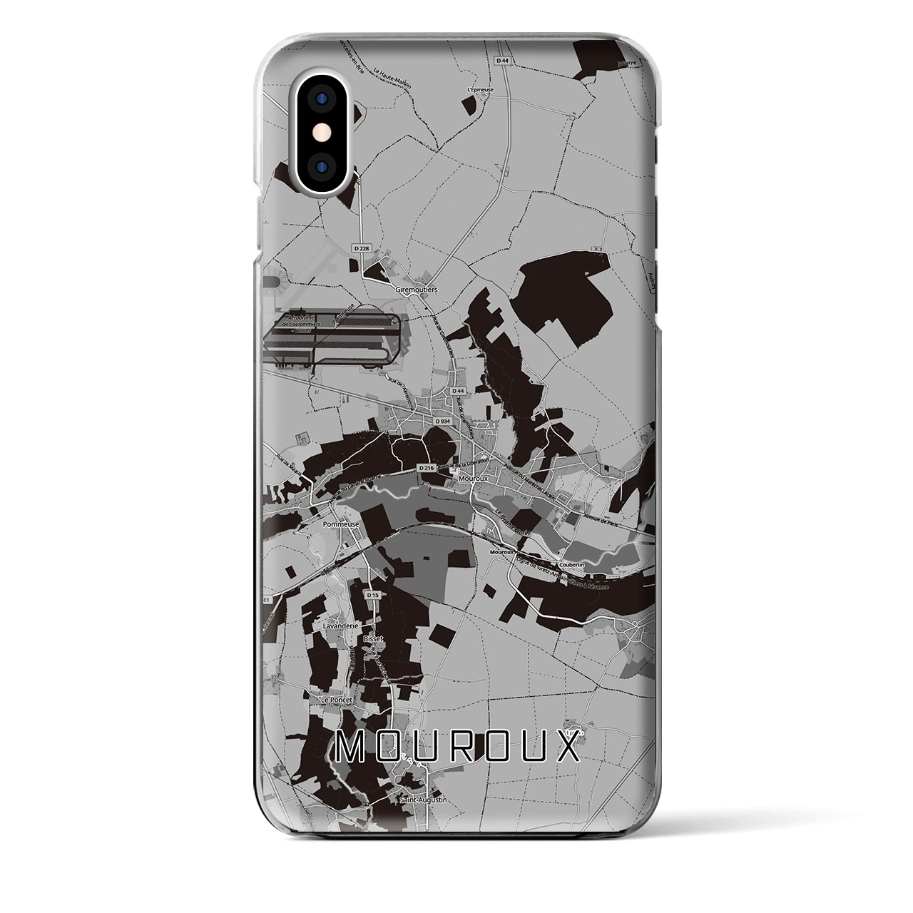 【ムルー(フランス)】地図柄iPhoneケース(クリアタイプ)モノトーン・iPhone XS Max 用