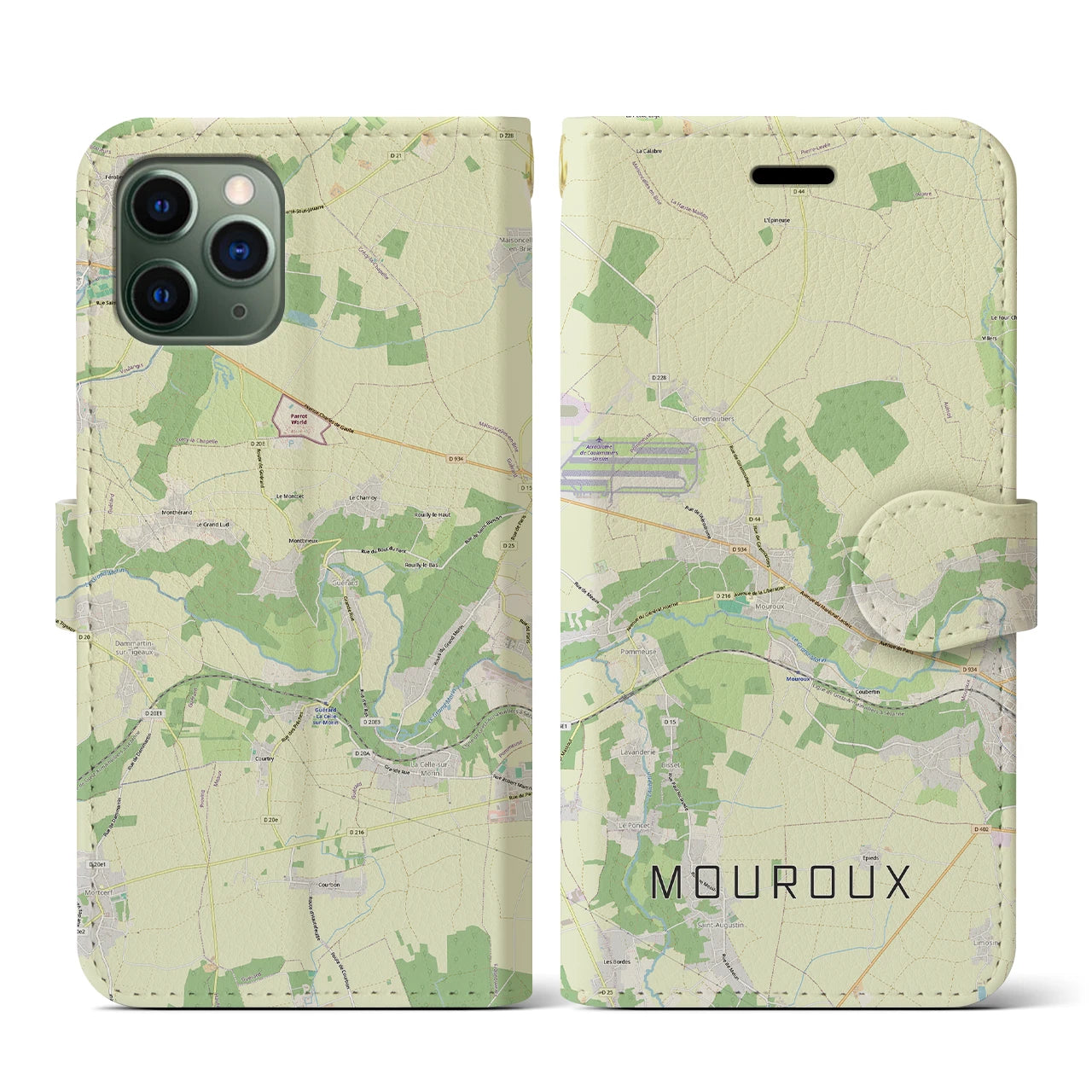 【ムルー(フランス)】地図柄iPhoneケース(手帳タイプ)ナチュラル・iPhone 11 Pro 用