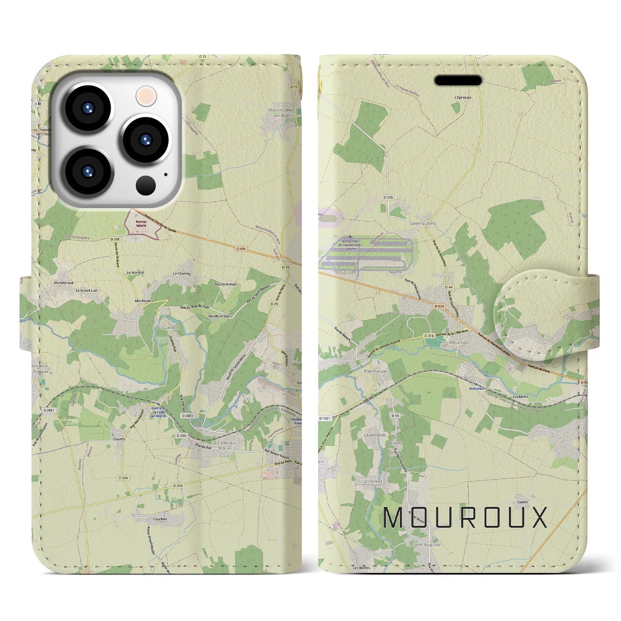 【ムルー(フランス)】地図柄iPhoneケース(手帳タイプ)ナチュラル・iPhone 13 Pro 用