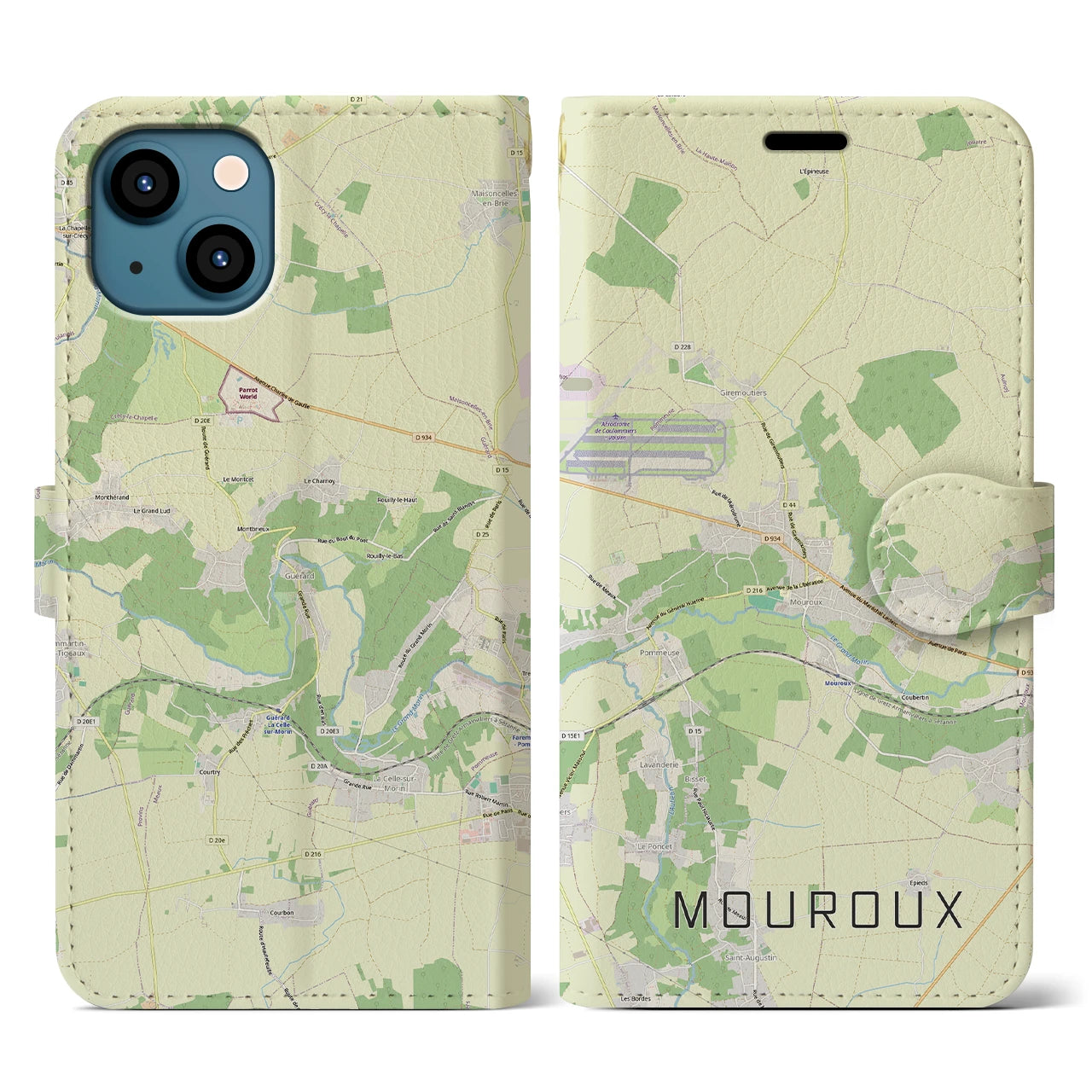 【ムルー(フランス)】地図柄iPhoneケース(手帳タイプ)ナチュラル・iPhone 13 用
