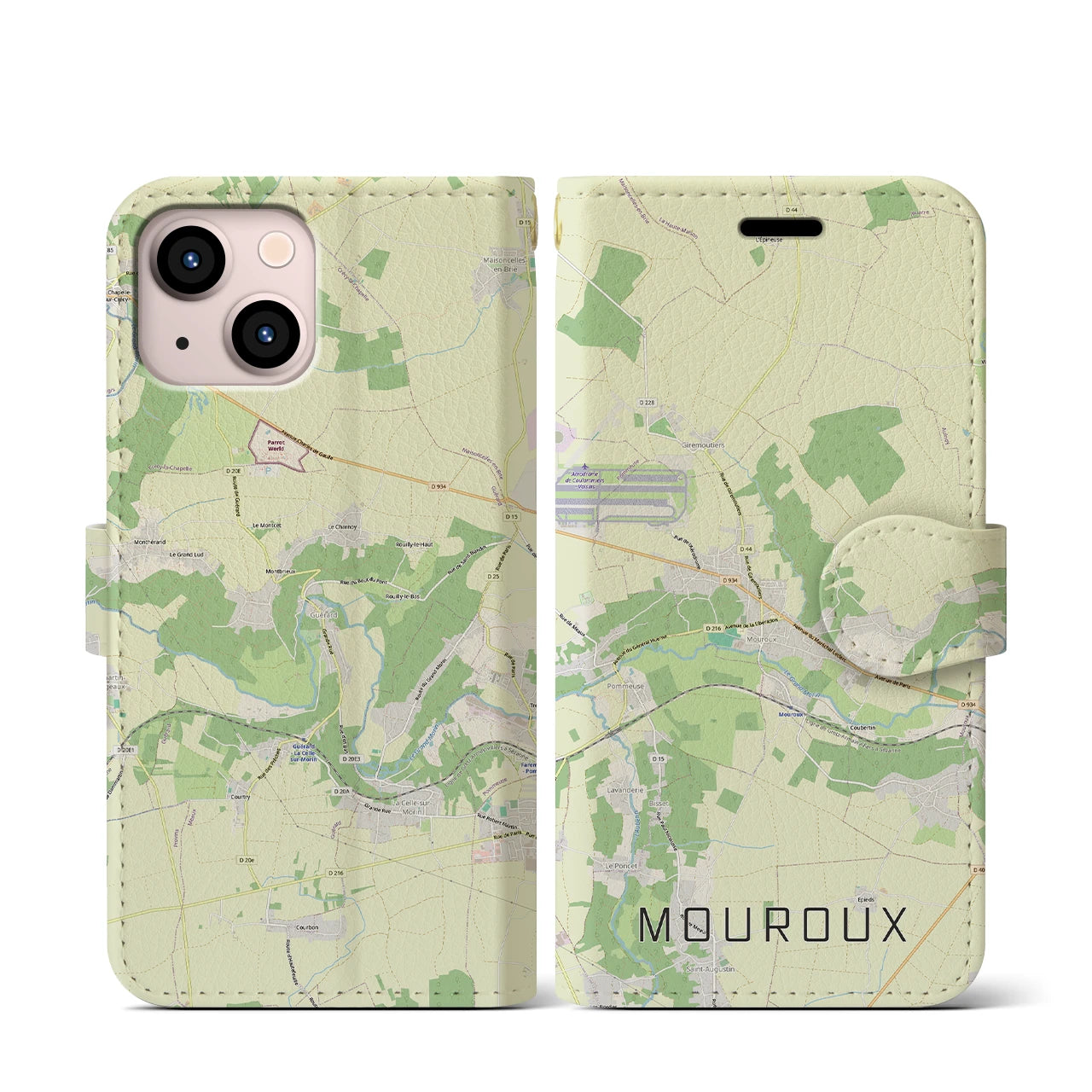 【ムルー(フランス)】地図柄iPhoneケース(手帳タイプ)ナチュラル・iPhone 13 mini 用
