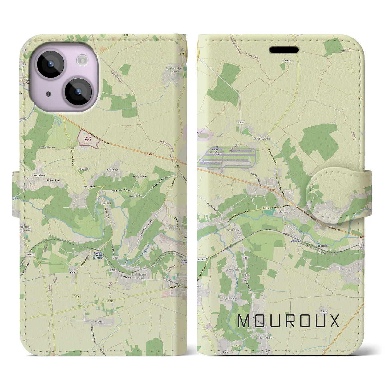 【ムルー(フランス)】地図柄iPhoneケース(手帳タイプ)ナチュラル・iPhone 14 用