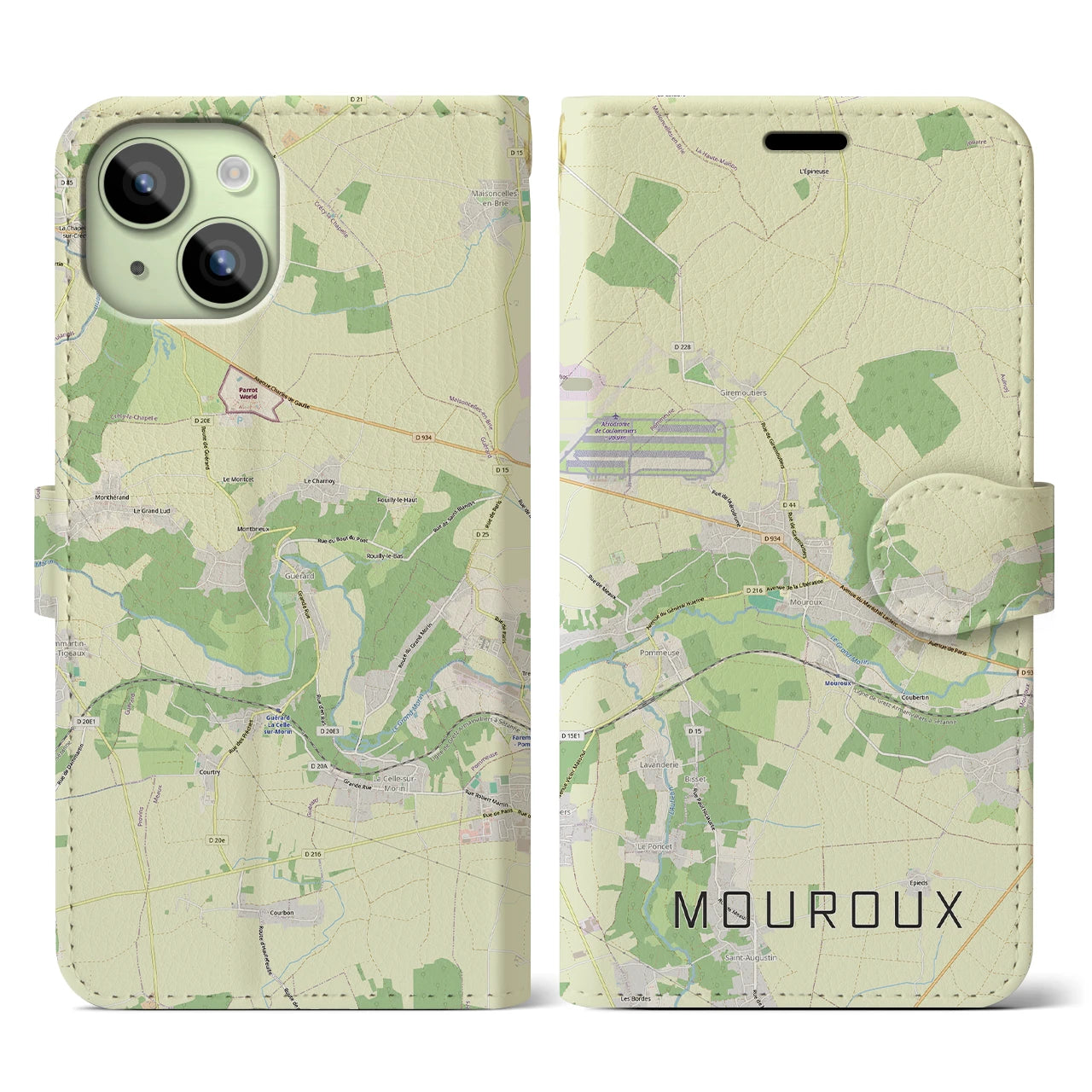 【ムルー(フランス)】地図柄iPhoneケース(手帳タイプ)ナチュラル・iPhone 15 用