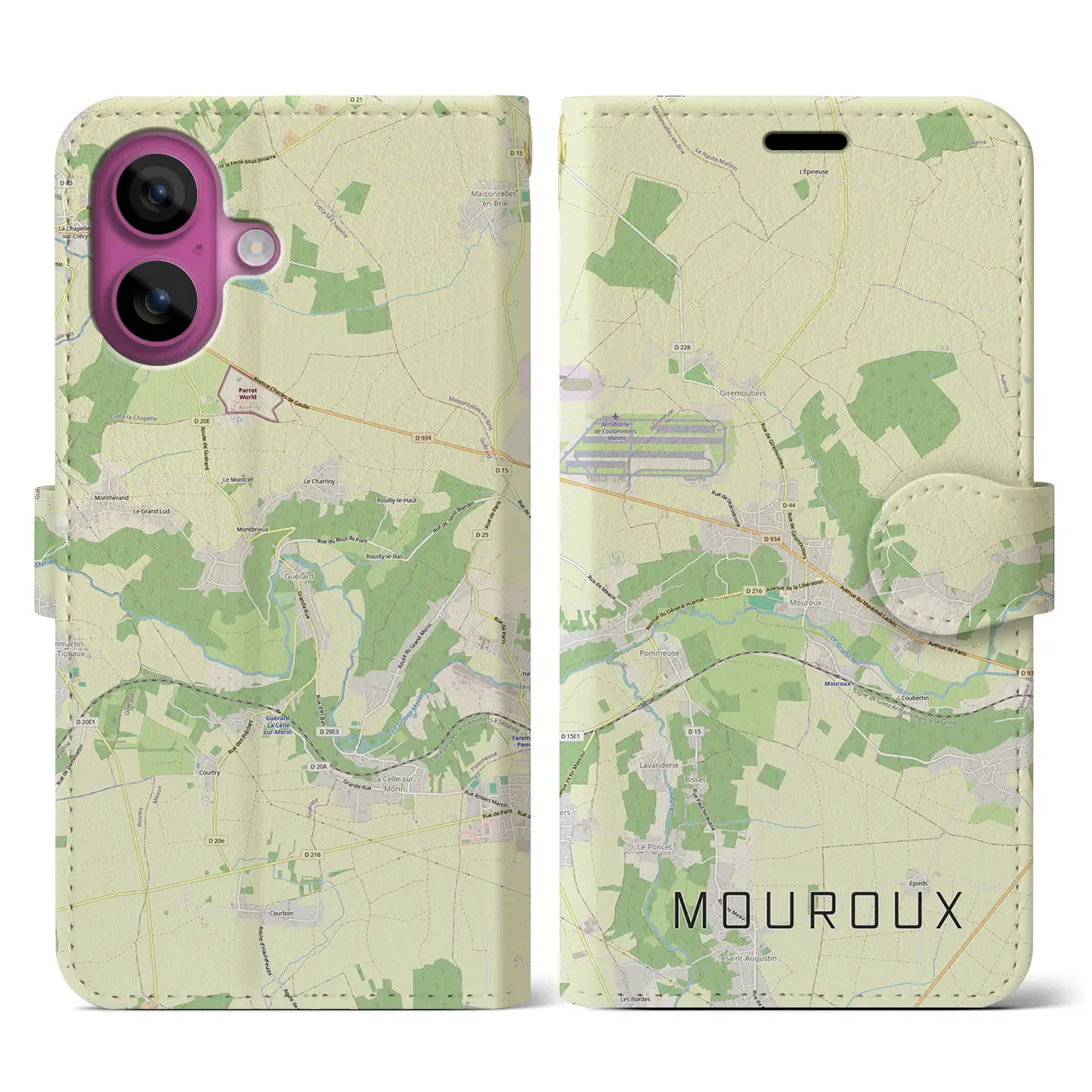 【ムルー(フランス)】地図柄iPhoneケース(手帳タイプ)ナチュラル・iPhone 16 Pro 用