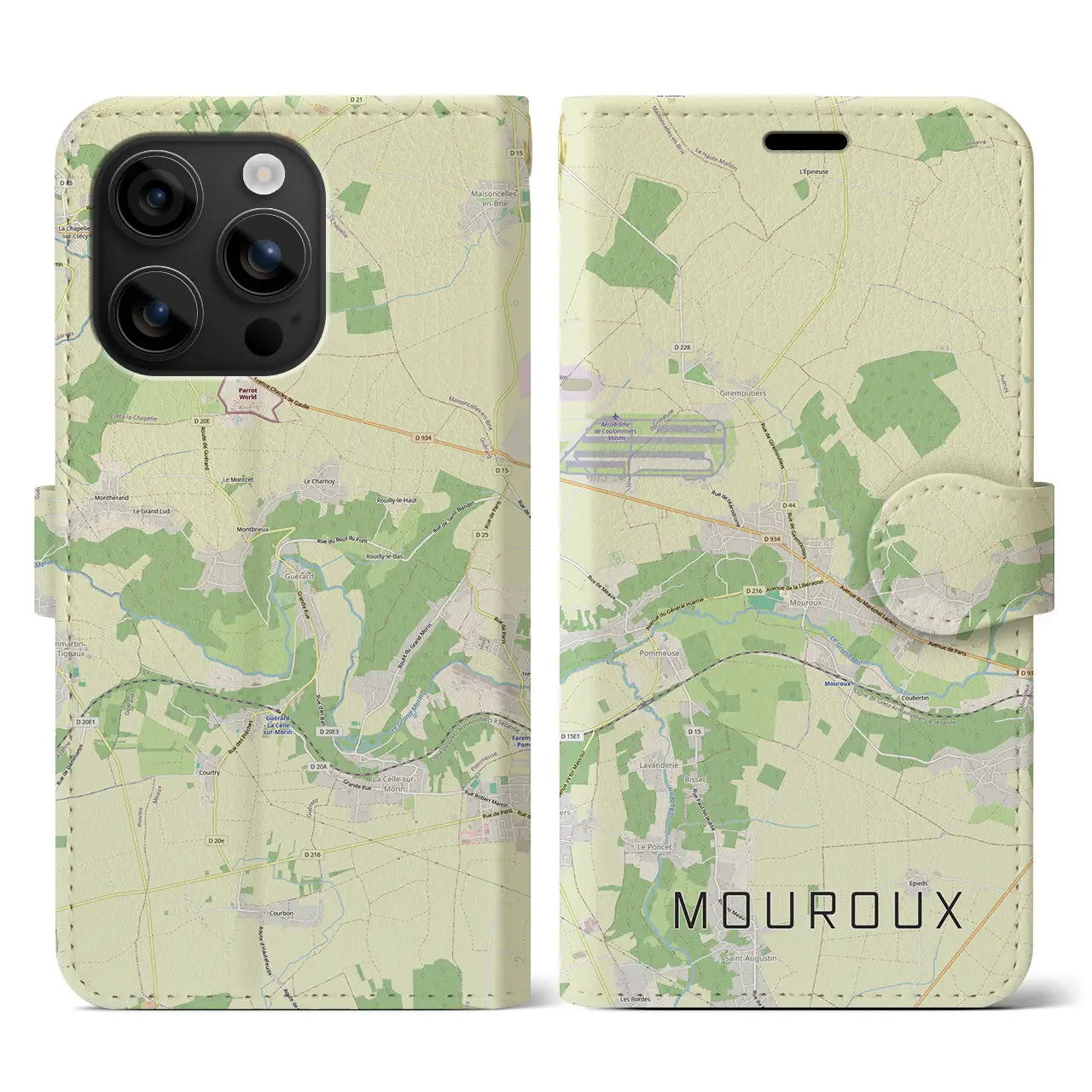 【ムルー(フランス)】地図柄iPhoneケース(手帳タイプ)ナチュラル・iPhone 16 用