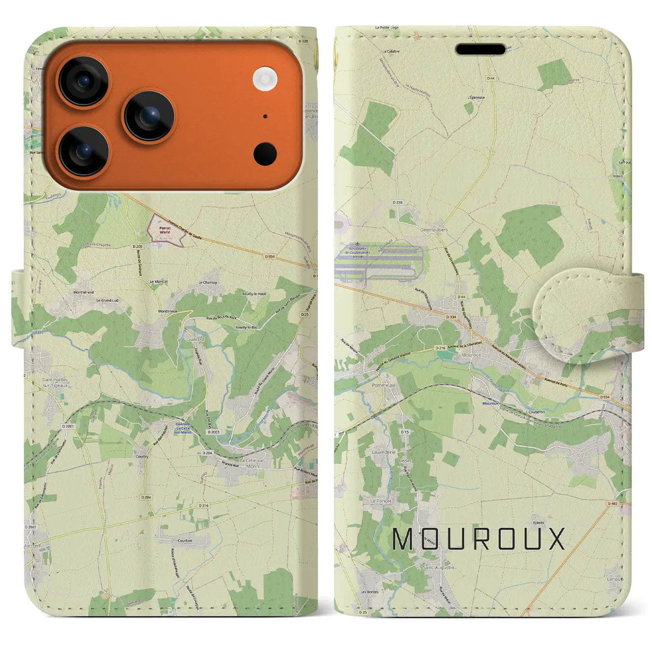 【ムルー(フランス)】地図柄iPhoneケース(手帳タイプ)モノトーン・iPhone 17 Pro Max 用