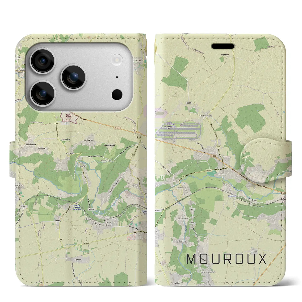 【ムルー(フランス)】地図柄iPhoneケース(手帳タイプ)ナチュラル・iPhone 17 Pro Max 用