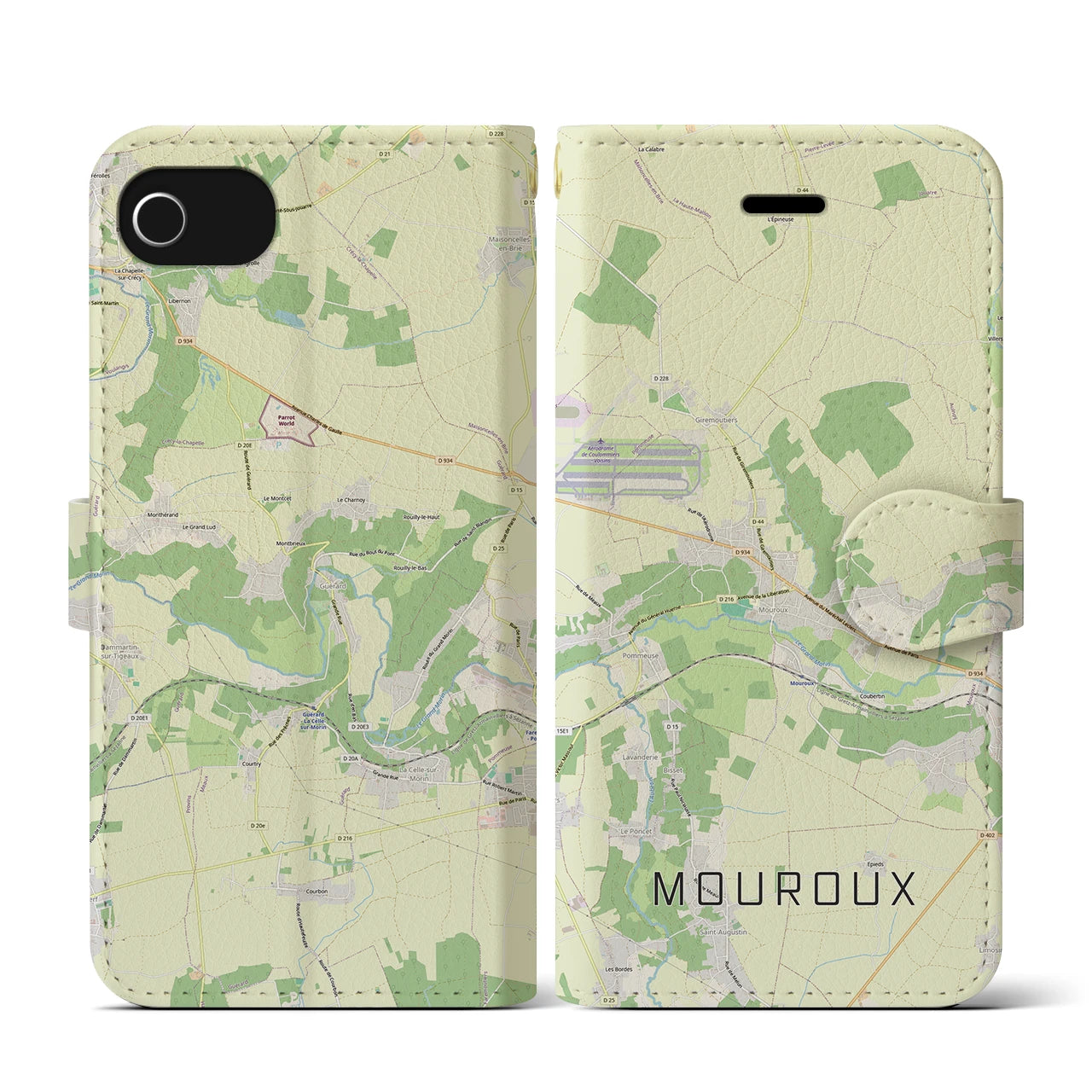 【ムルー(フランス)】地図柄iPhoneケース(手帳タイプ)ナチュラル・iPhone SE(第3 / 第2世代) / 8 / 7 / 6s / 6 用