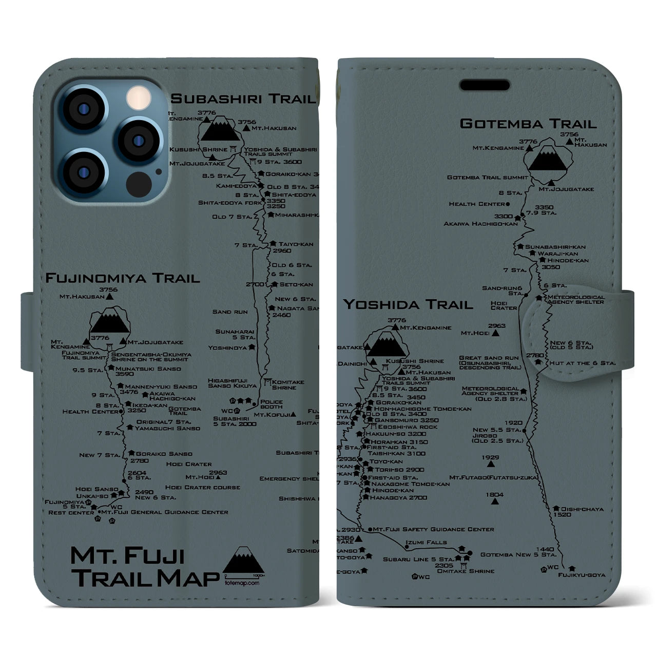 【富士山トレイル(静岡県)】トレイルマップiPhoneケース(手帳タイプ)
