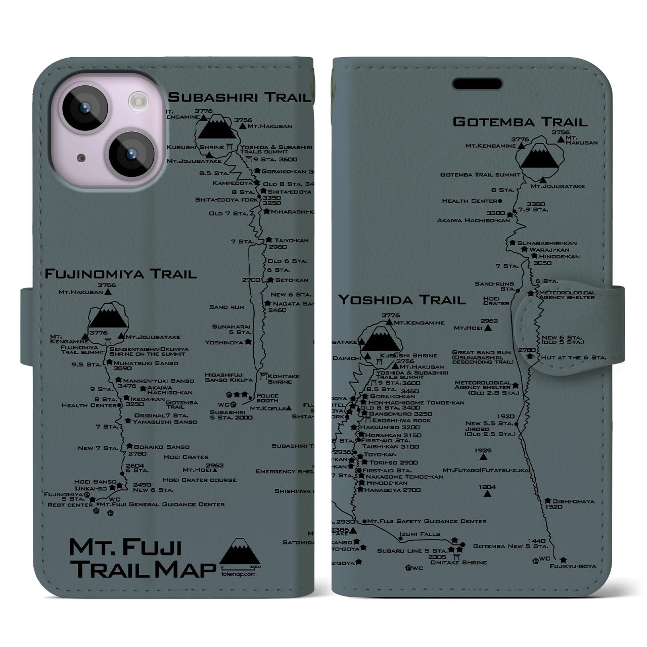 【富士山トレイル(静岡県)】トレイルマップiPhoneケース(手帳タイプ)