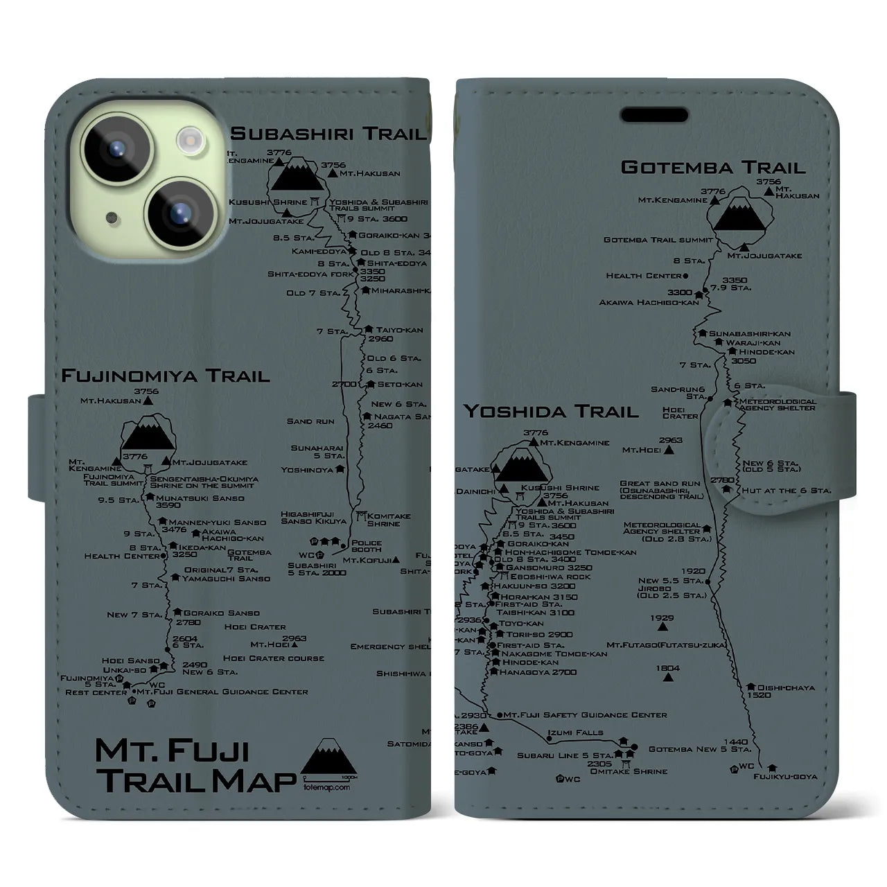 【富士山トレイル(静岡県)】トレイルマップiPhoneケース(手帳タイプ)