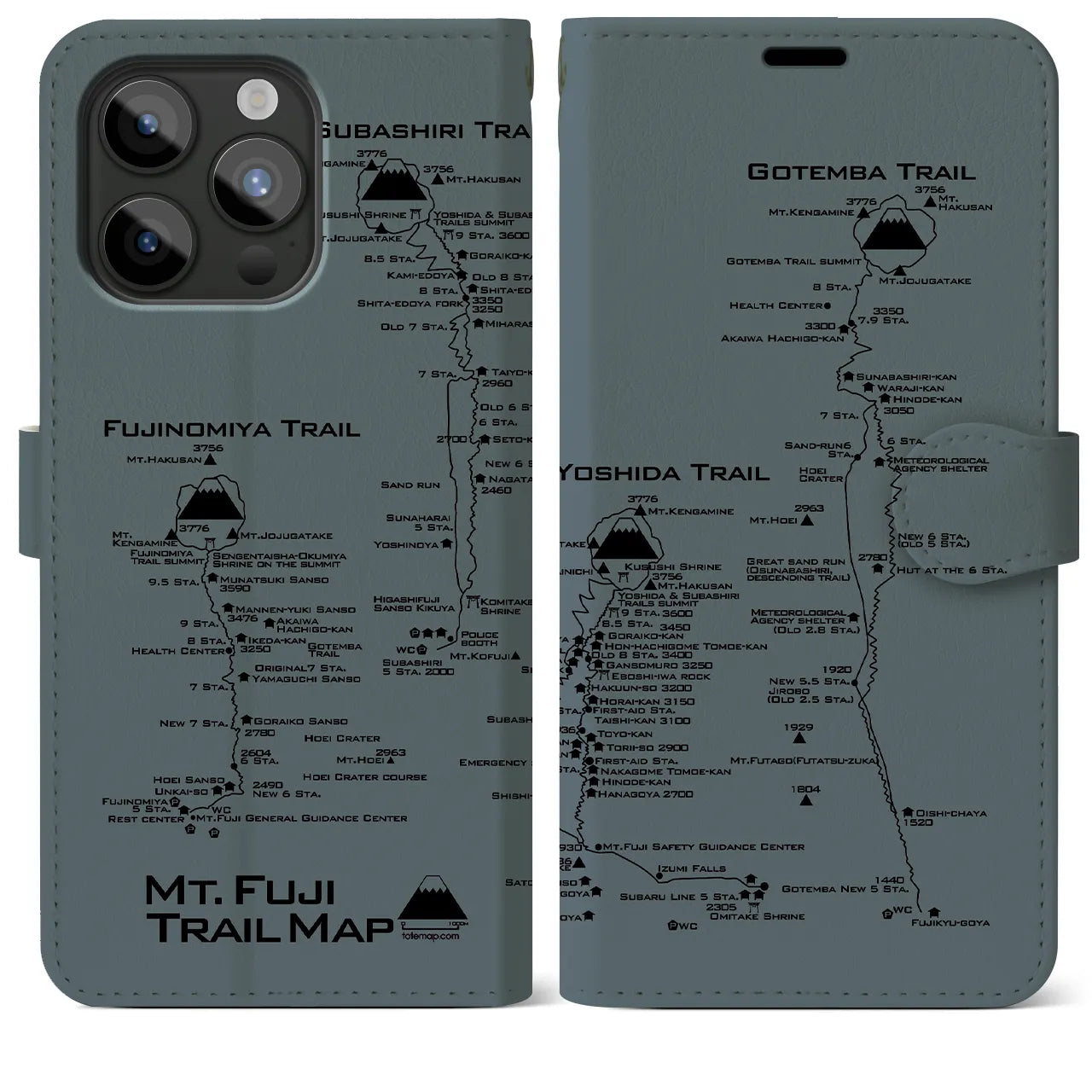 【富士山トレイル(静岡県)】トレイルマップiPhoneケース(手帳タイプ)