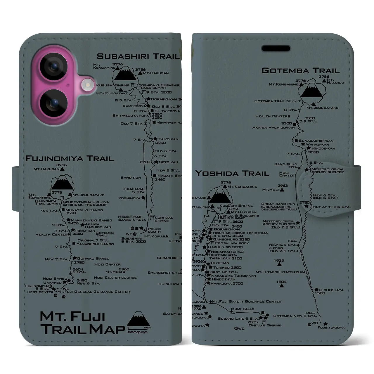 【富士山トレイル(静岡県)】トレイルマップiPhoneケース(手帳タイプ)
