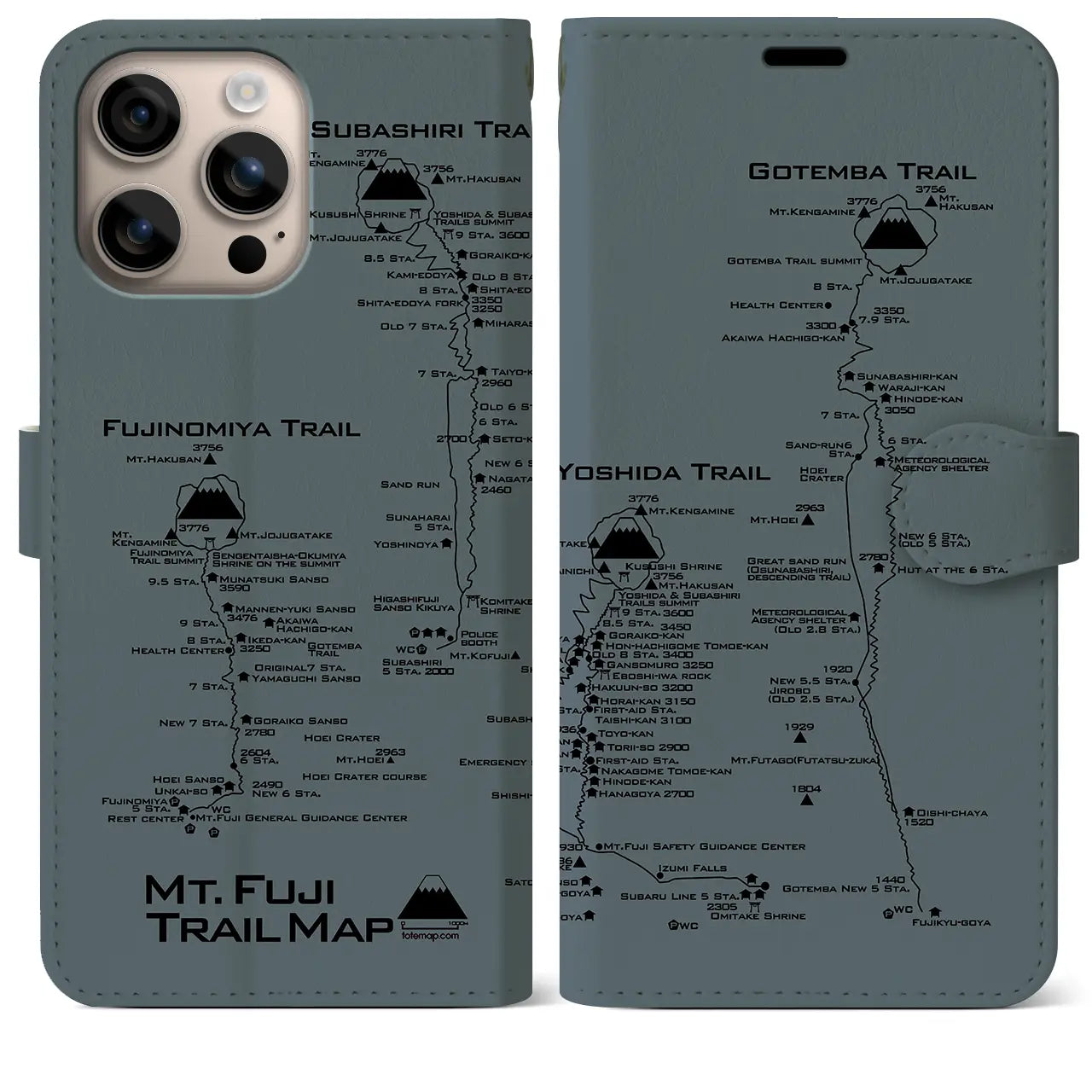 【富士山トレイル(静岡県)】トレイルマップiPhoneケース(手帳タイプ)