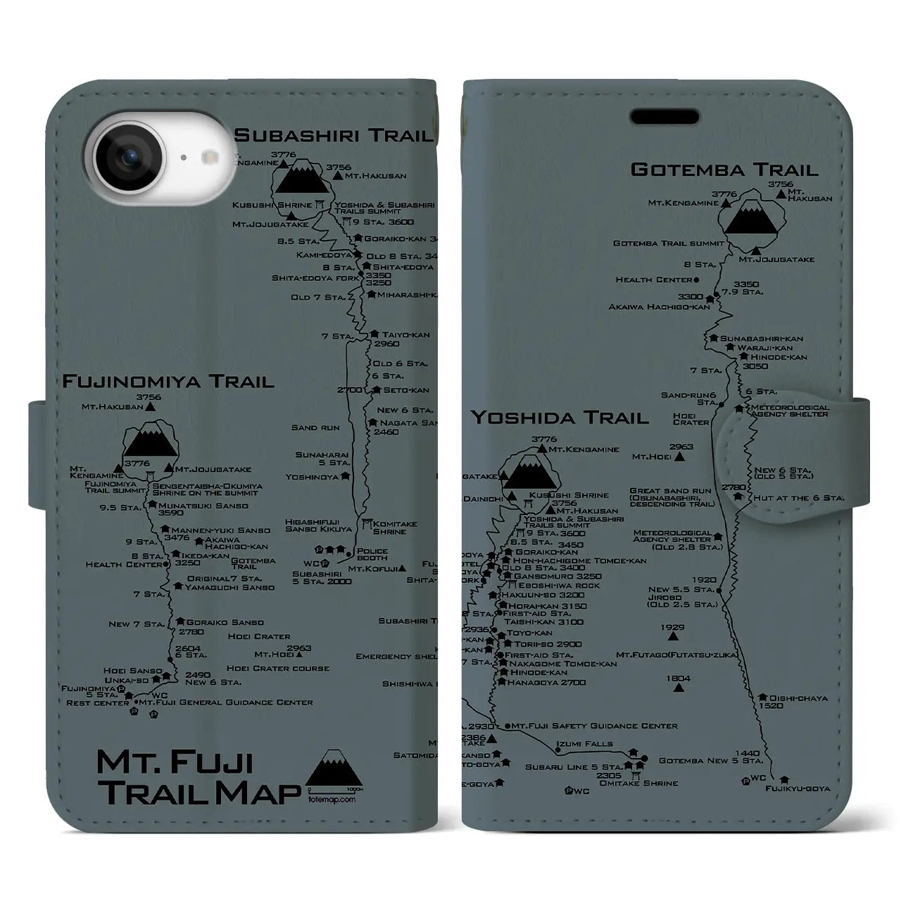 【富士山トレイル(静岡県)】トレイルマップiPhoneケース(手帳タイプ)