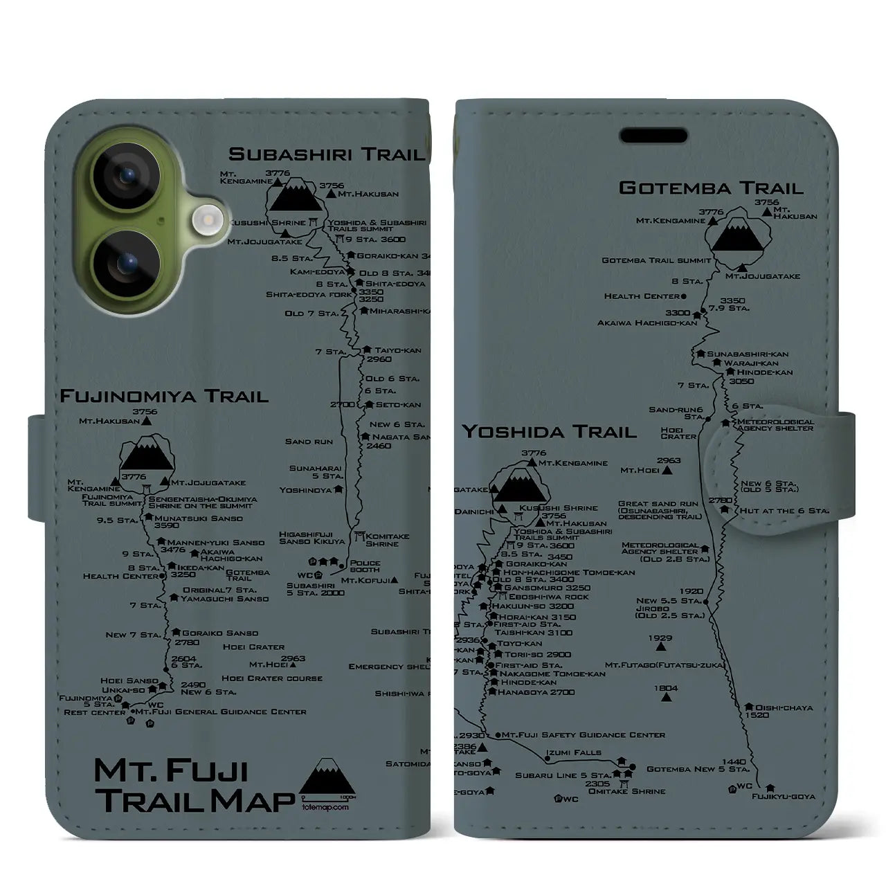 【富士山トレイル(静岡県)】トレイルマップiPhoneケース(手帳タイプ)