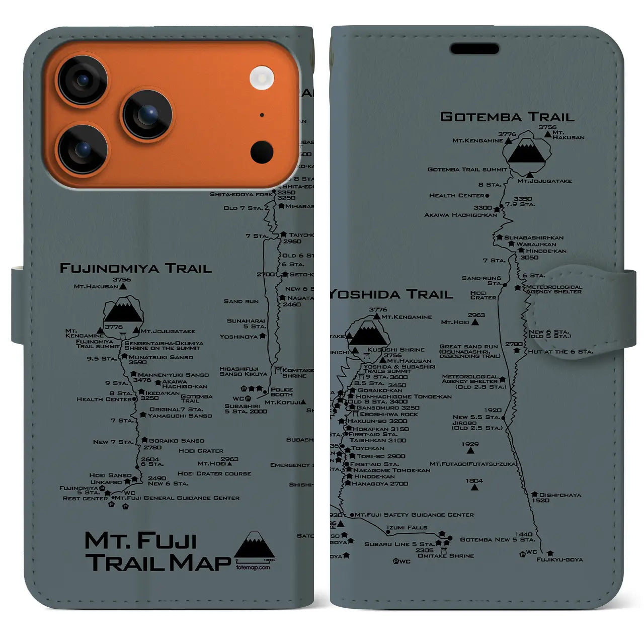 【富士山トレイル(静岡県)】トレイルマップiPhoneケース(手帳タイプ)