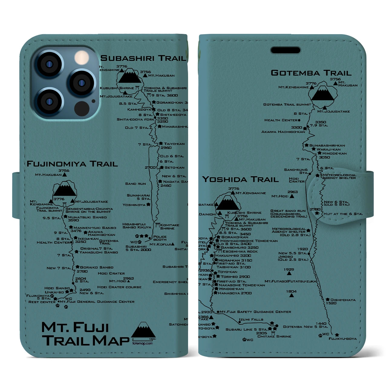【富士山トレイル(静岡県)】トレイルマップiPhoneケース(手帳タイプ)
