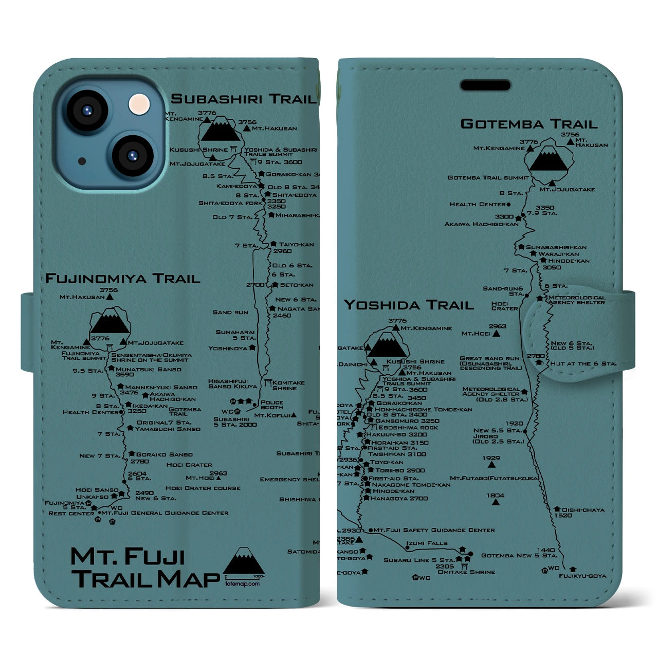 【富士山トレイル(静岡県)】トレイルマップiPhoneケース(手帳タイプ)