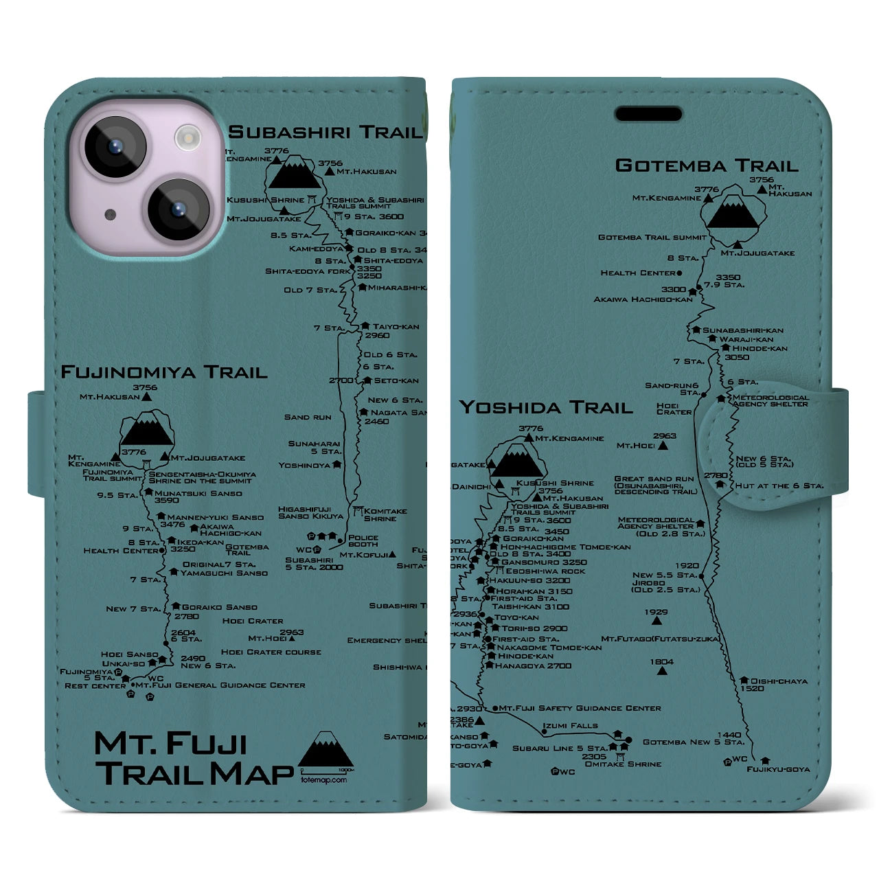 【富士山トレイル(静岡県)】トレイルマップiPhoneケース(手帳タイプ)