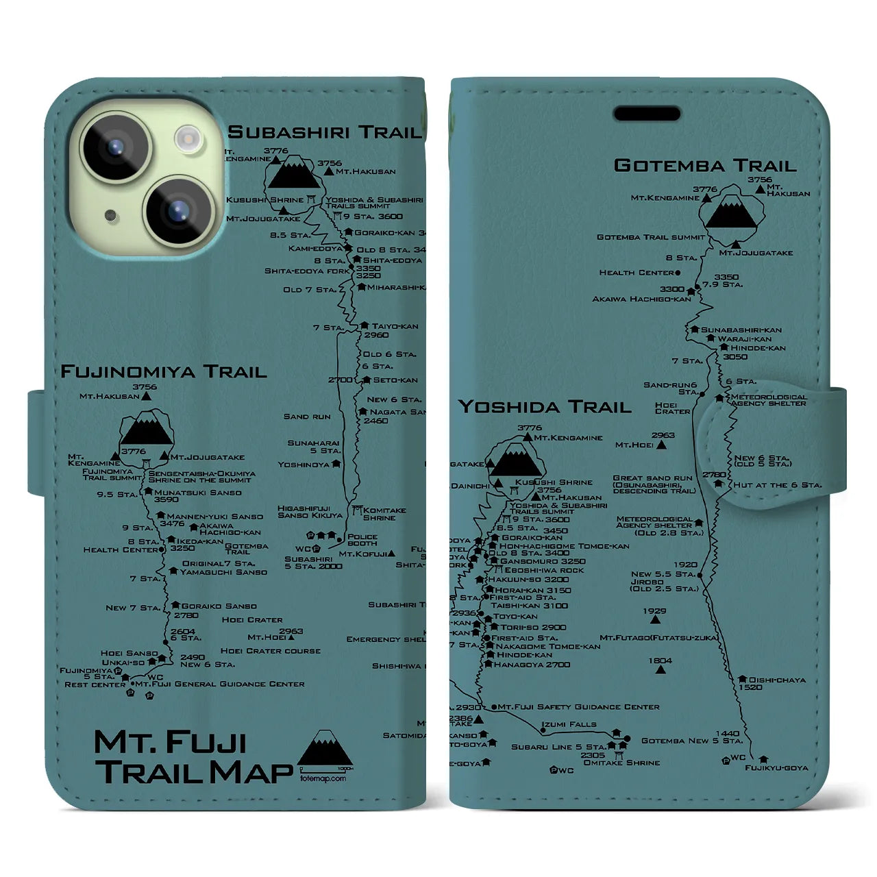 【富士山トレイル(静岡県)】トレイルマップiPhoneケース(手帳タイプ)