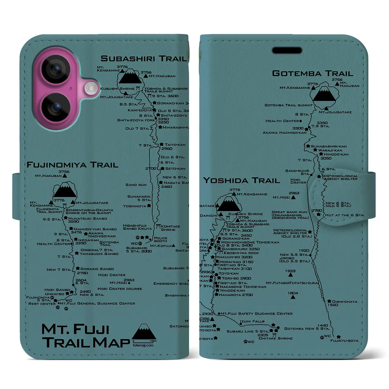 【富士山トレイル(静岡県)】トレイルマップiPhoneケース(手帳タイプ)