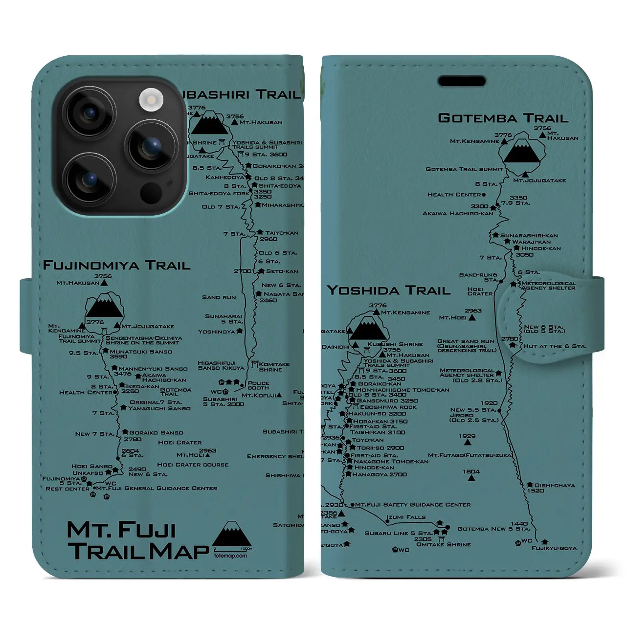 【富士山トレイル(静岡県)】トレイルマップiPhoneケース(手帳タイプ)