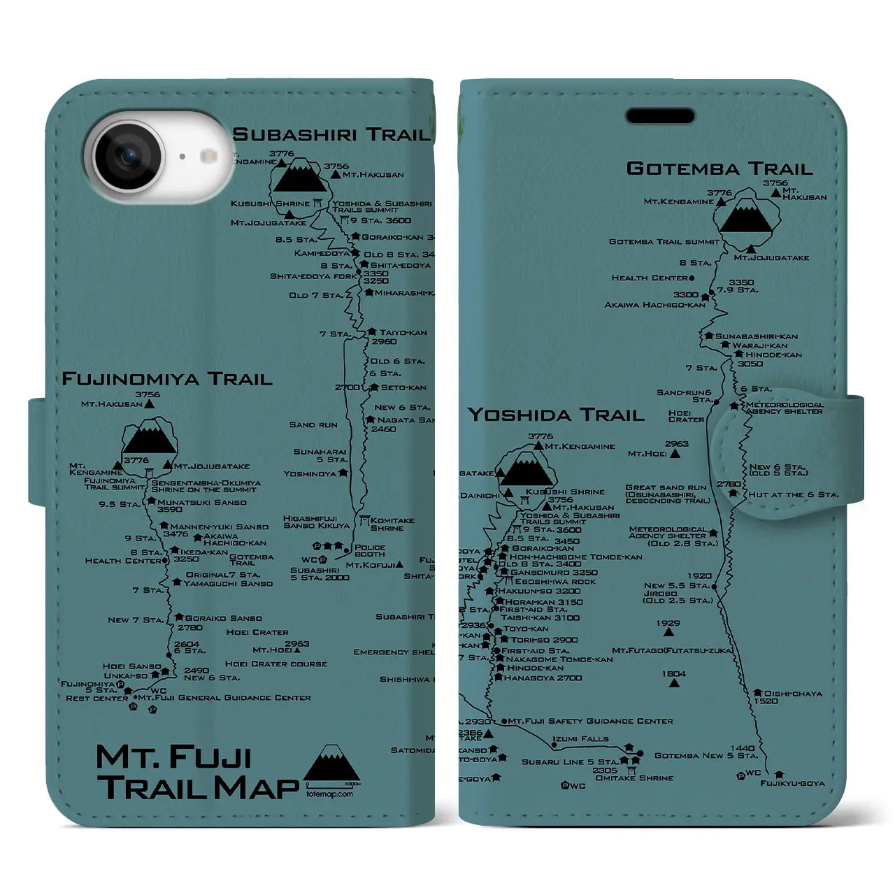 【富士山トレイル(静岡県)】トレイルマップiPhoneケース(手帳タイプ)