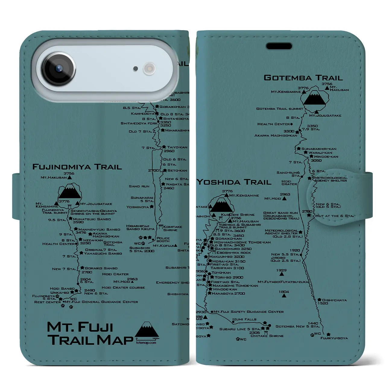 【富士山トレイル(静岡県)】トレイルマップiPhoneケース(手帳タイプ)