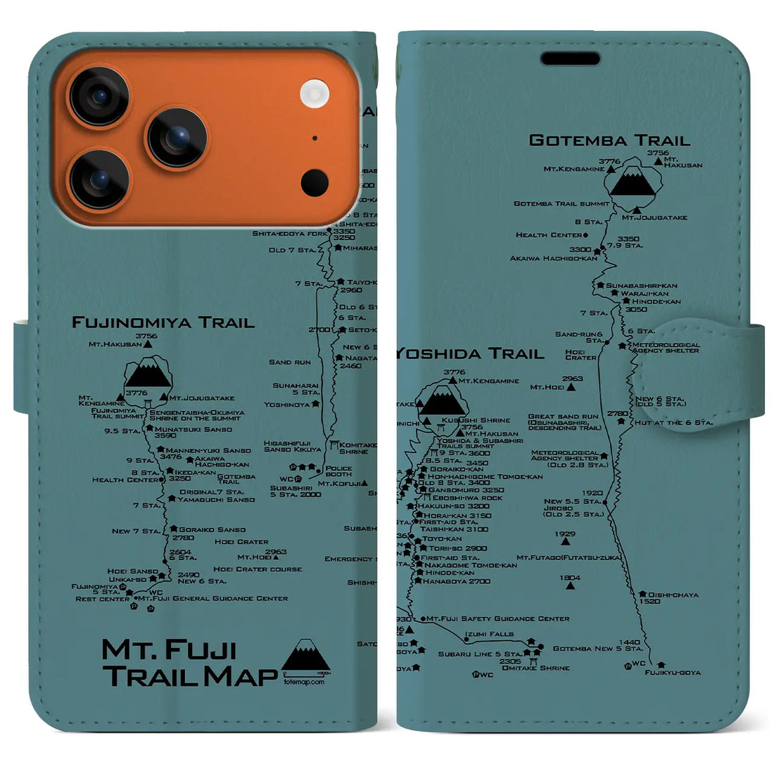 【富士山トレイル(静岡県)】トレイルマップiPhoneケース(手帳タイプ)