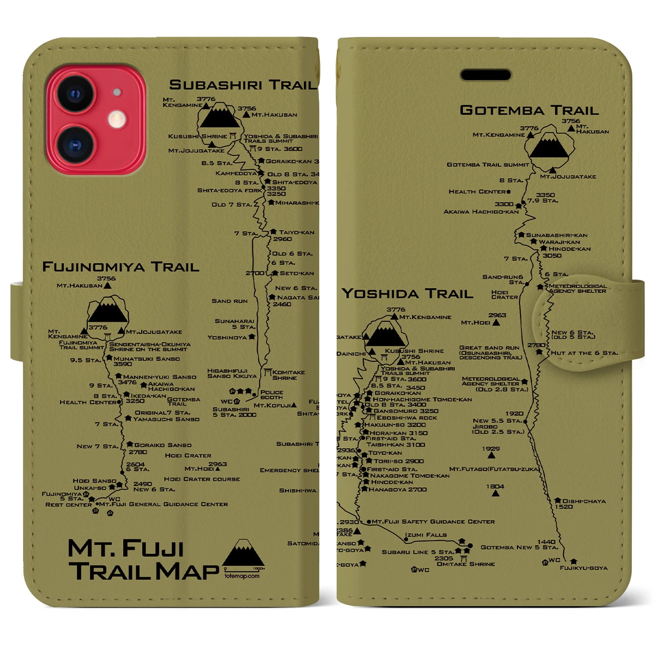 【富士山トレイル(静岡県)】トレイルマップiPhoneケース(手帳タイプ)