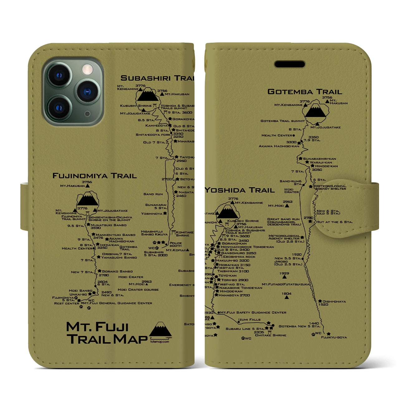 【富士山トレイル(静岡県)】トレイルマップiPhoneケース(手帳タイプ)