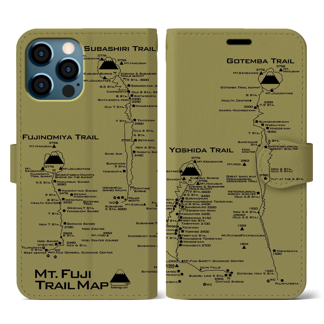 【富士山トレイル(静岡県)】トレイルマップiPhoneケース(手帳タイプ)