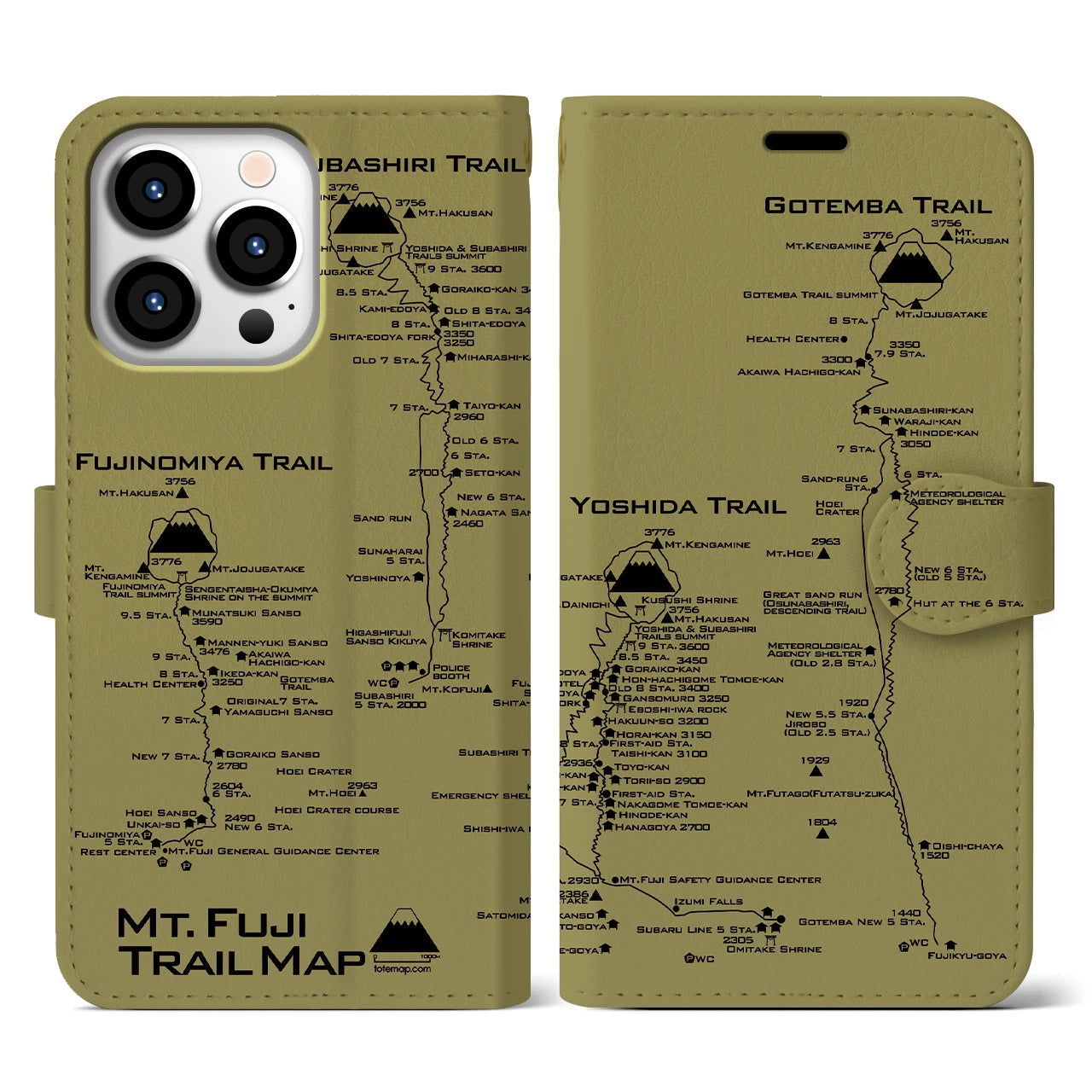 【富士山トレイル(静岡県)】トレイルマップiPhoneケース(手帳タイプ)