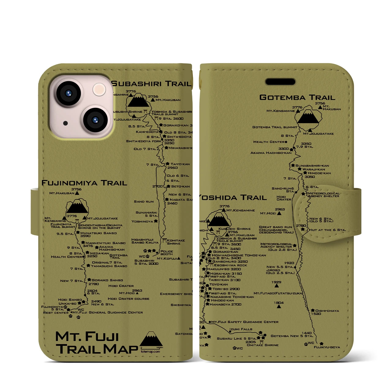 【富士山トレイル(静岡県)】トレイルマップiPhoneケース(手帳タイプ)