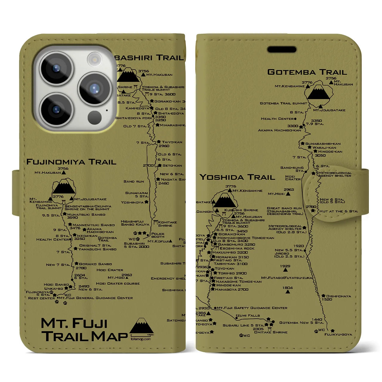 【富士山トレイル(静岡県)】トレイルマップiPhoneケース(手帳タイプ)