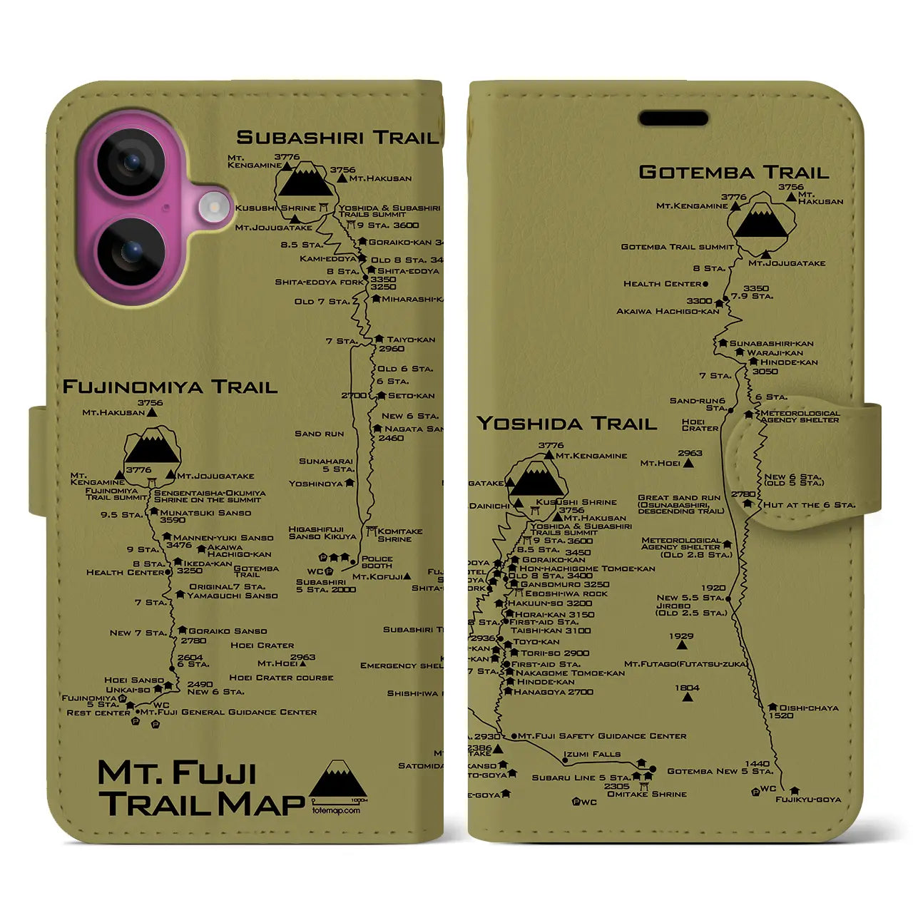 【富士山トレイル(静岡県)】トレイルマップiPhoneケース(手帳タイプ)