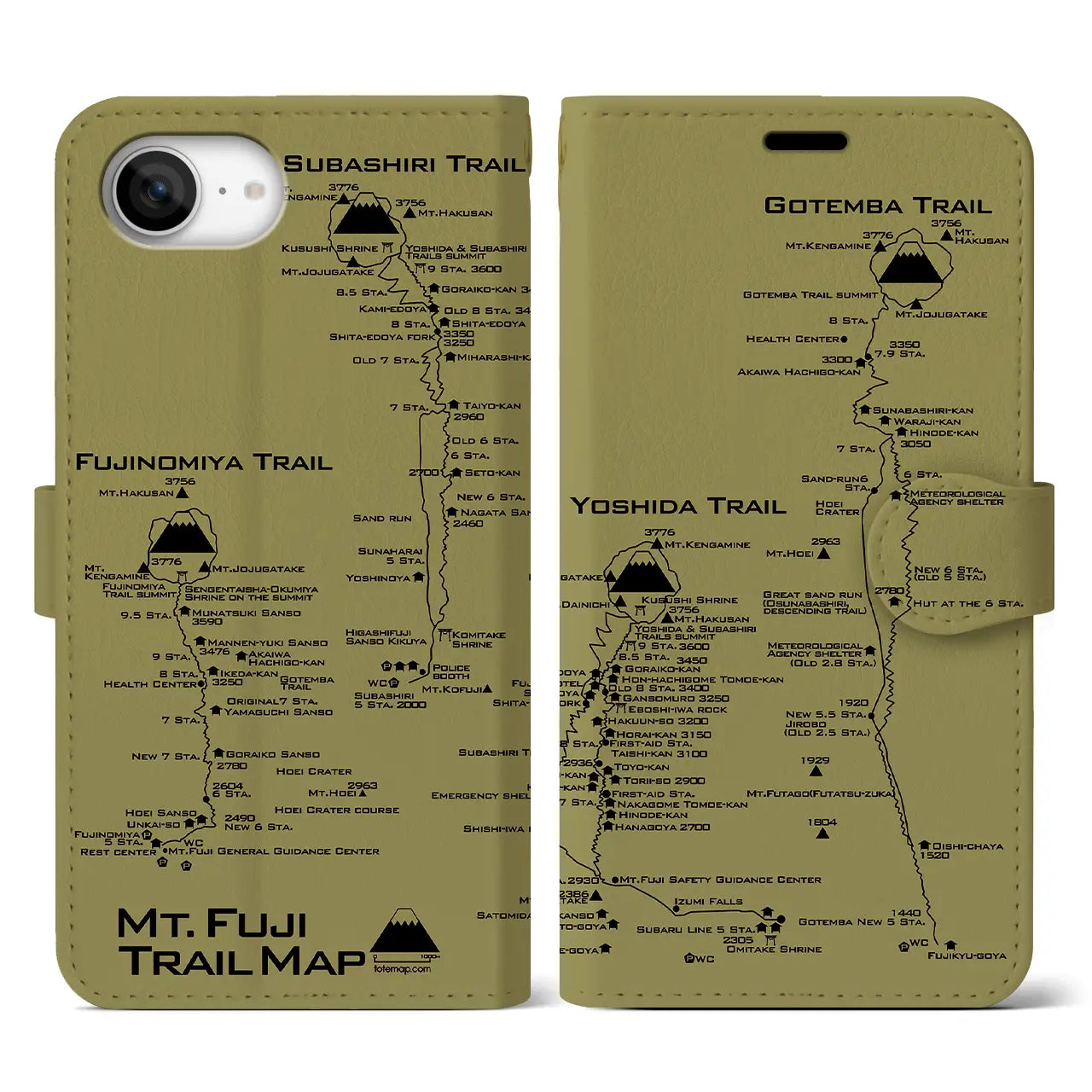 【富士山トレイル(静岡県)】トレイルマップiPhoneケース(手帳タイプ)