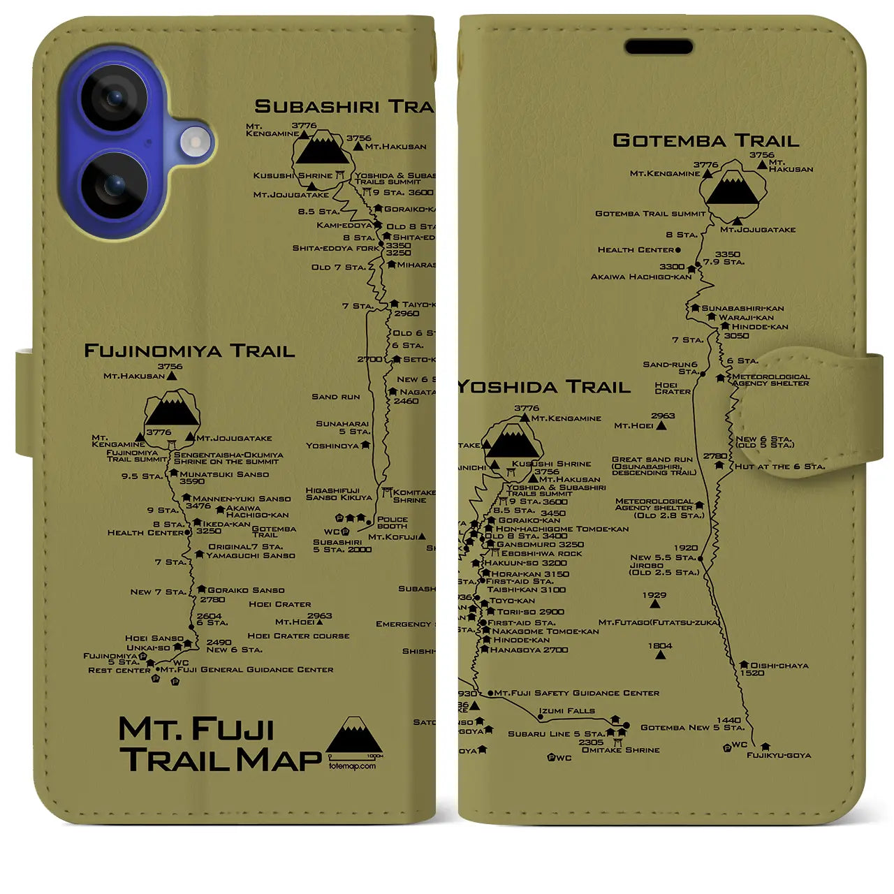 【富士山トレイル(静岡県)】トレイルマップiPhoneケース(手帳タイプ)