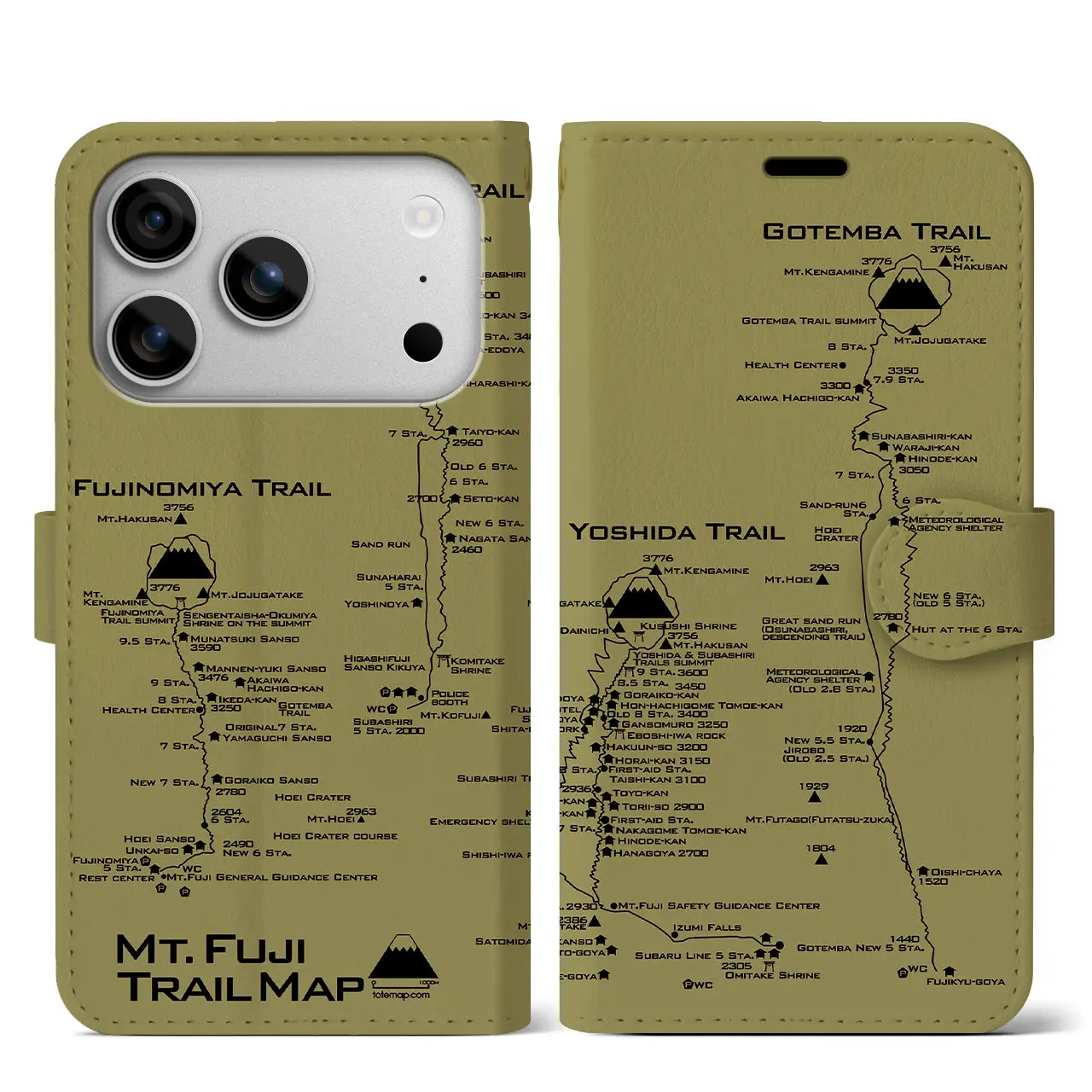 【富士山トレイル(静岡県)】トレイルマップiPhoneケース(手帳タイプ)